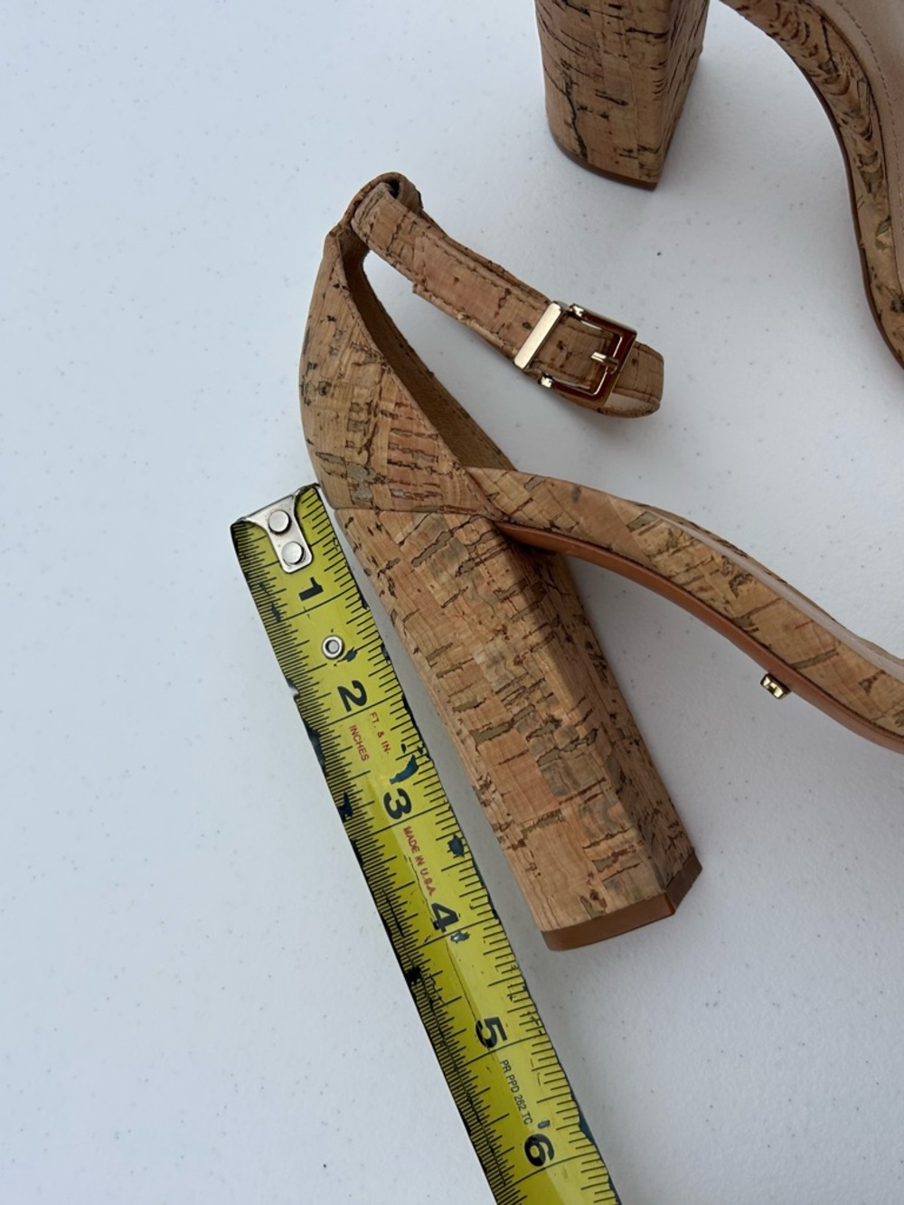 SCHUTZ Cork Ankle-Strap Block Heels in Natural Cork - Picture 4 of 10